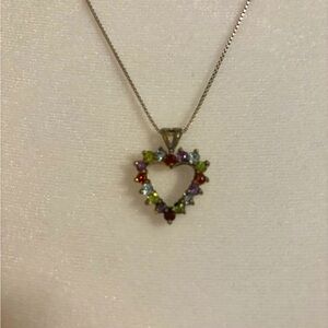 Multicolor Heart Pendant Necklace